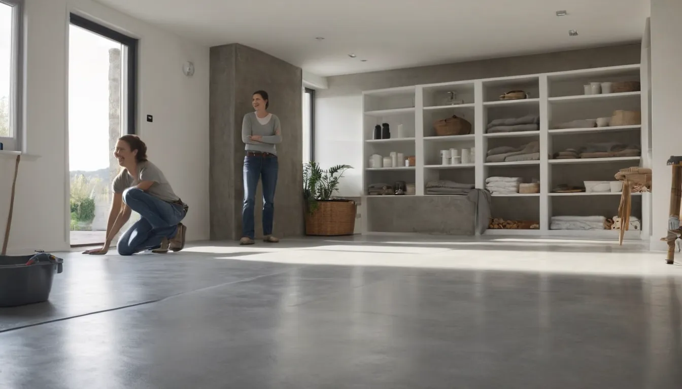 Provider rolling a fresh coating onto a basement concrete floor in a Hammond home