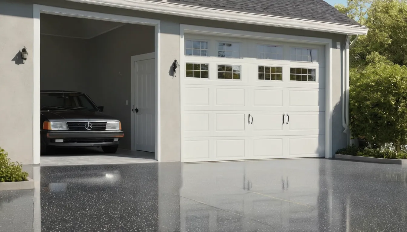 A freshly coated epoxy garage floor in a Hammond home