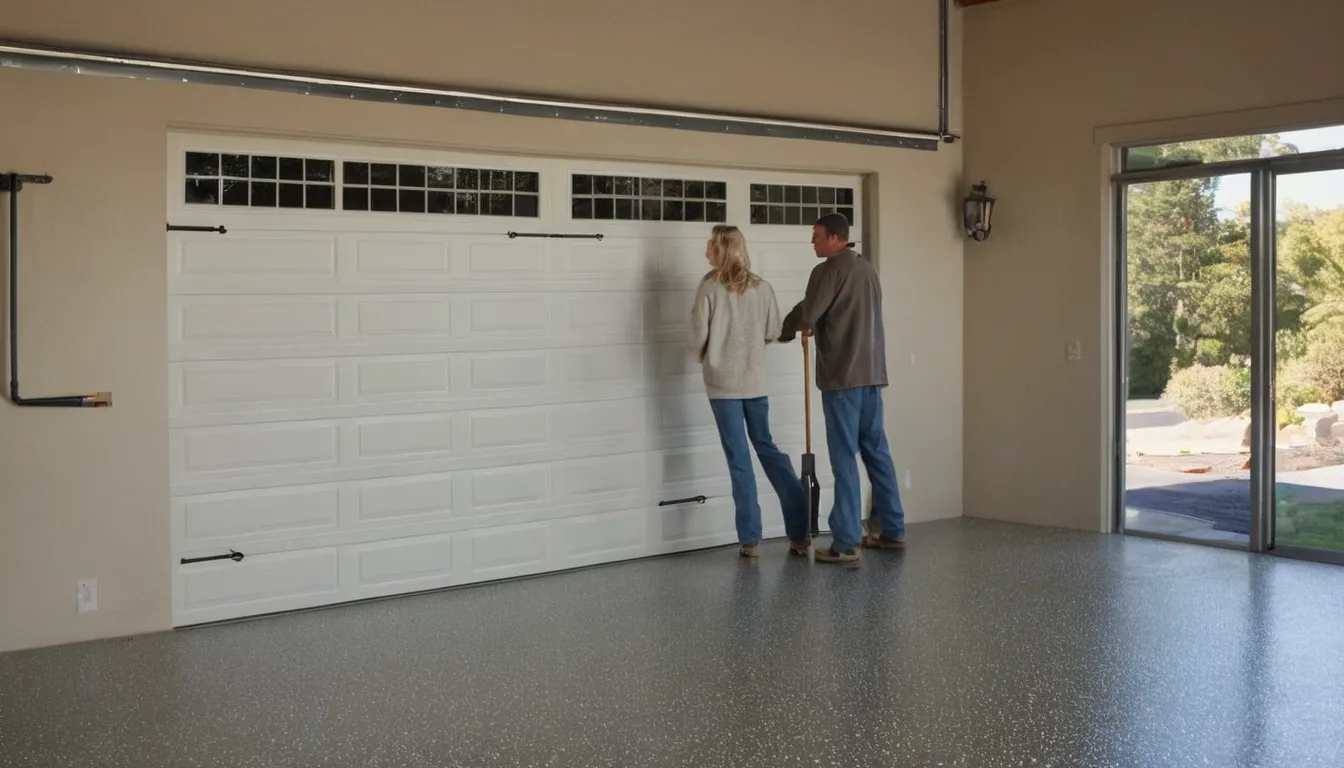 Polyaspartic-coated garage floor with color flakes in a home near Hammond